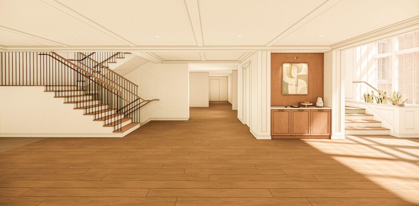 Rendering of the new atrium with open staircase