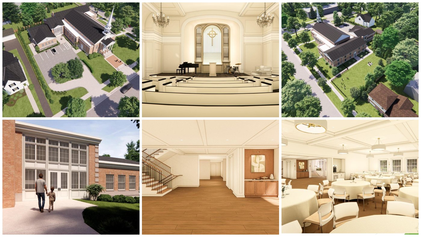 Grid of six architectural renderings of the renovated 440 Ridge Avenue