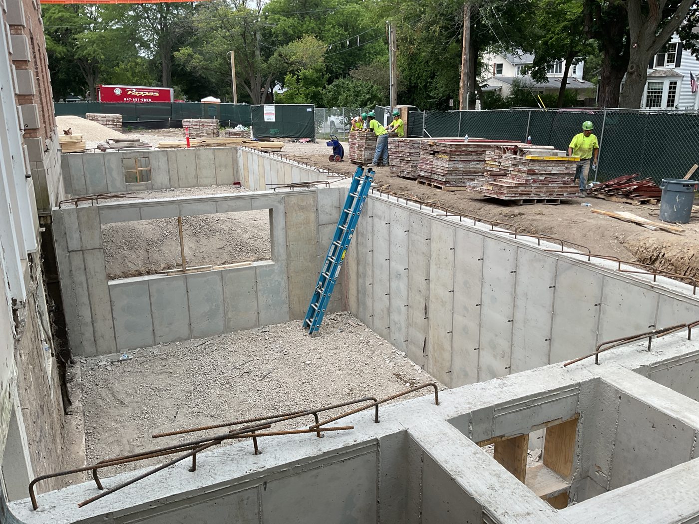 The North Addition&rsquo;s poured concrete walls seen from above