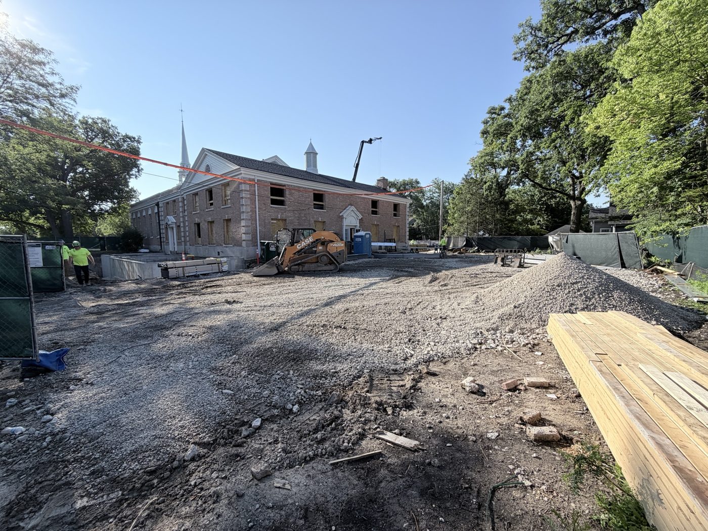 The west side cleared and graded for the future green space