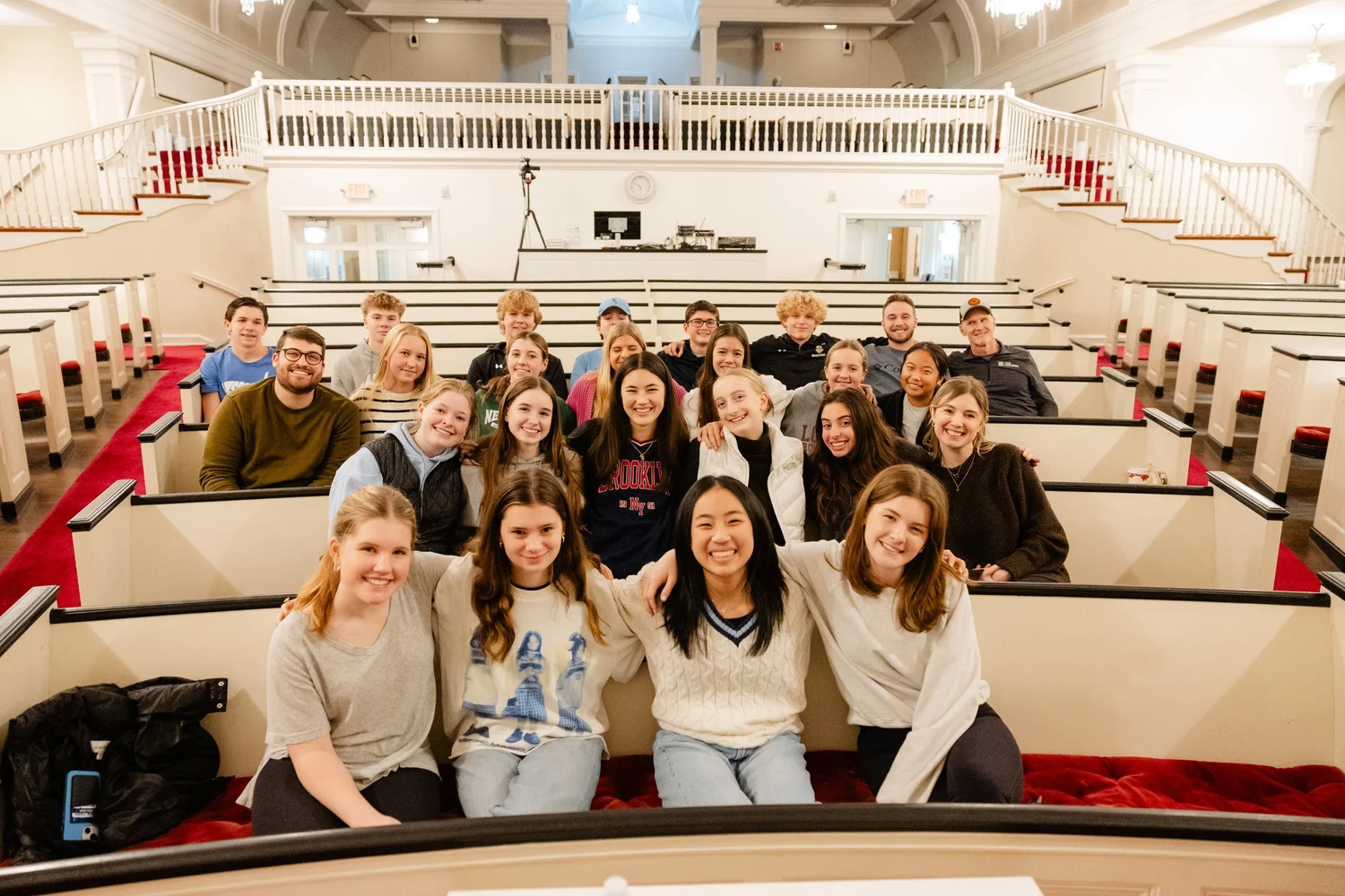 Grace youth group gathered together in the sanctuary